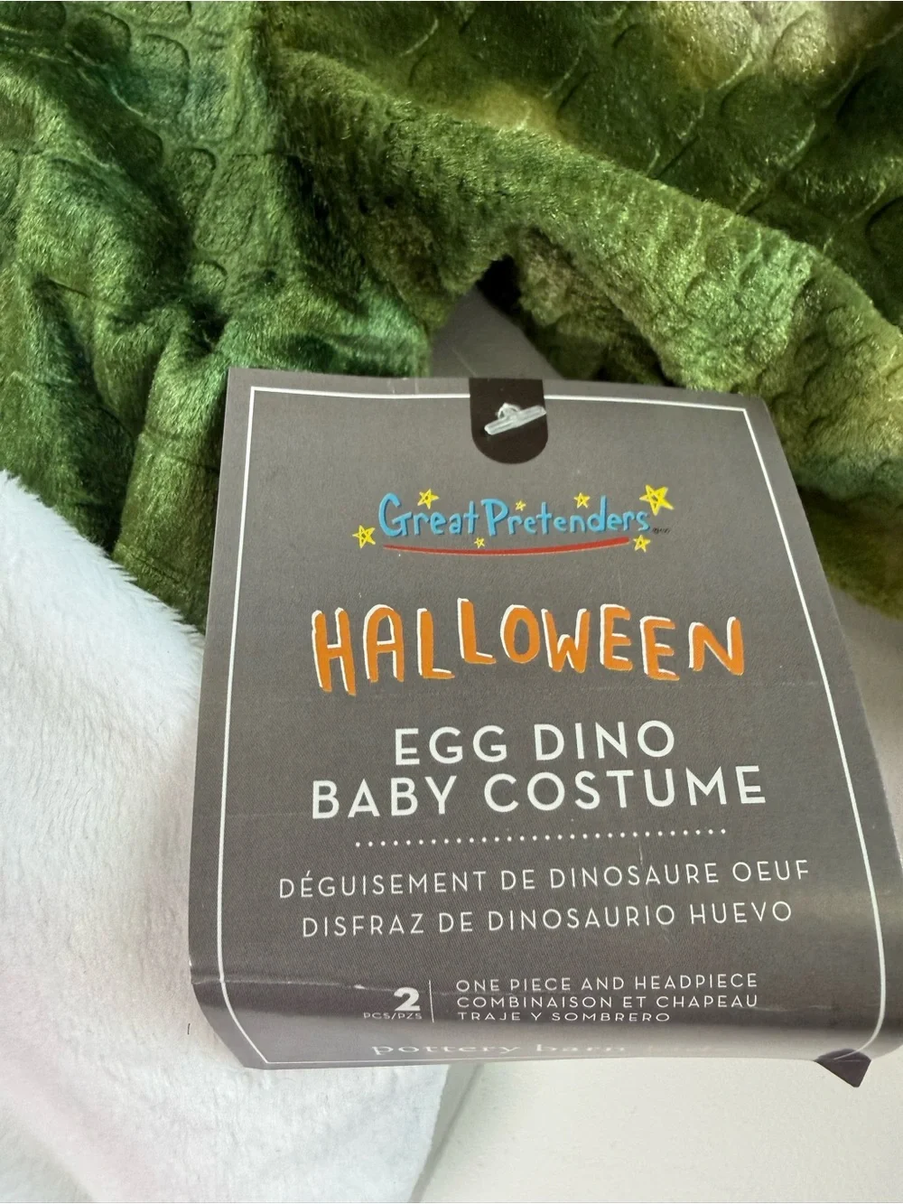 Pottery Barn Kids Baby Dinosaur Egg Halloween Costume Green Dino 6-12m NEW 2092 - Picture 2 of 4